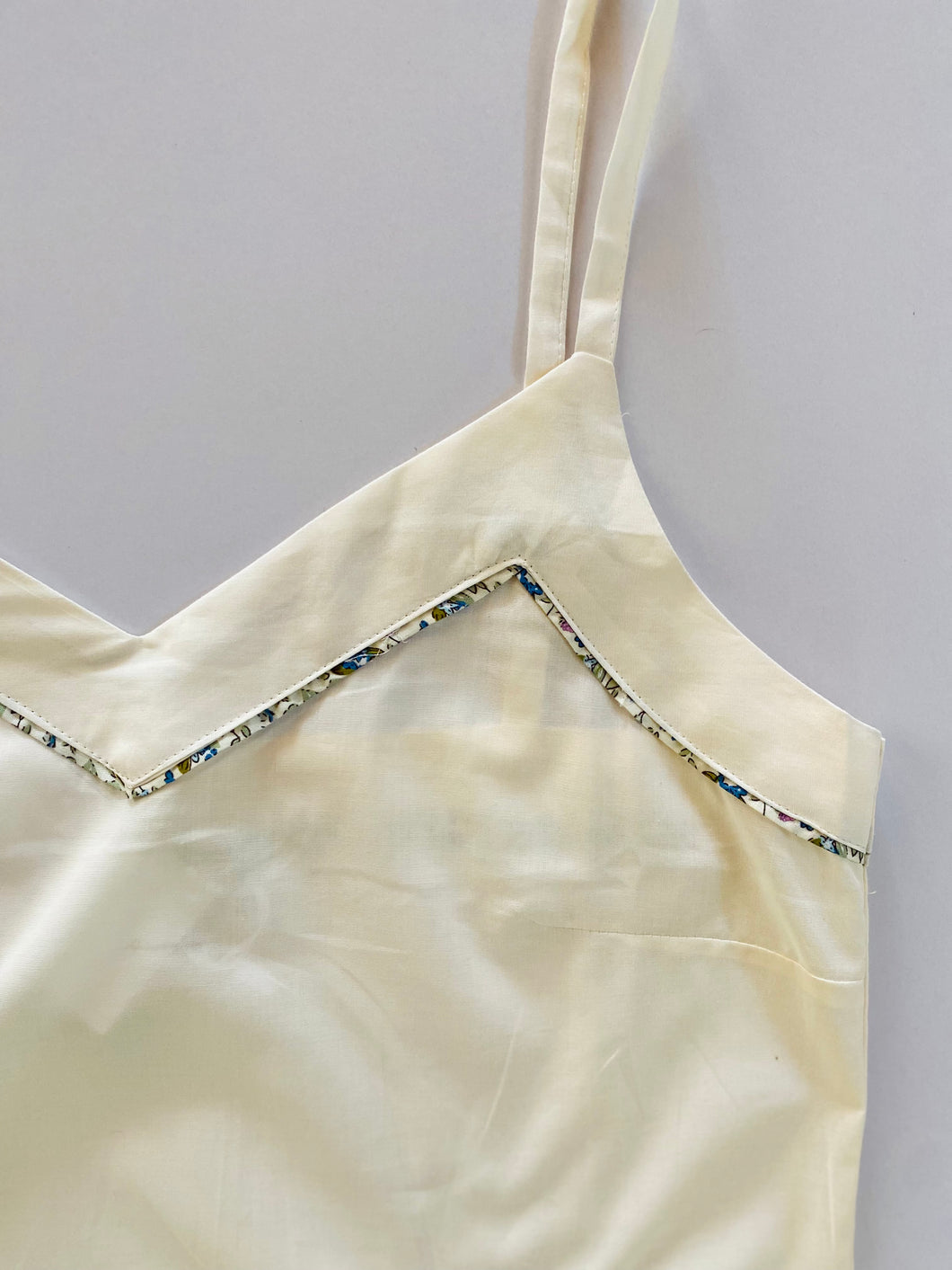 Cream & Blue Floral Cream Cami Set