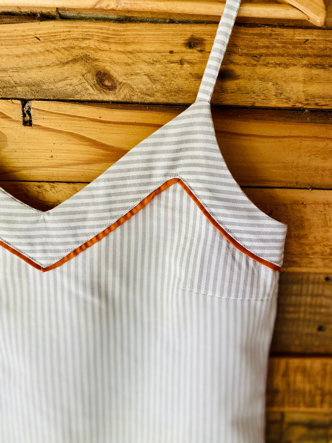 Grey Stripe & Orange Trim Cami Set