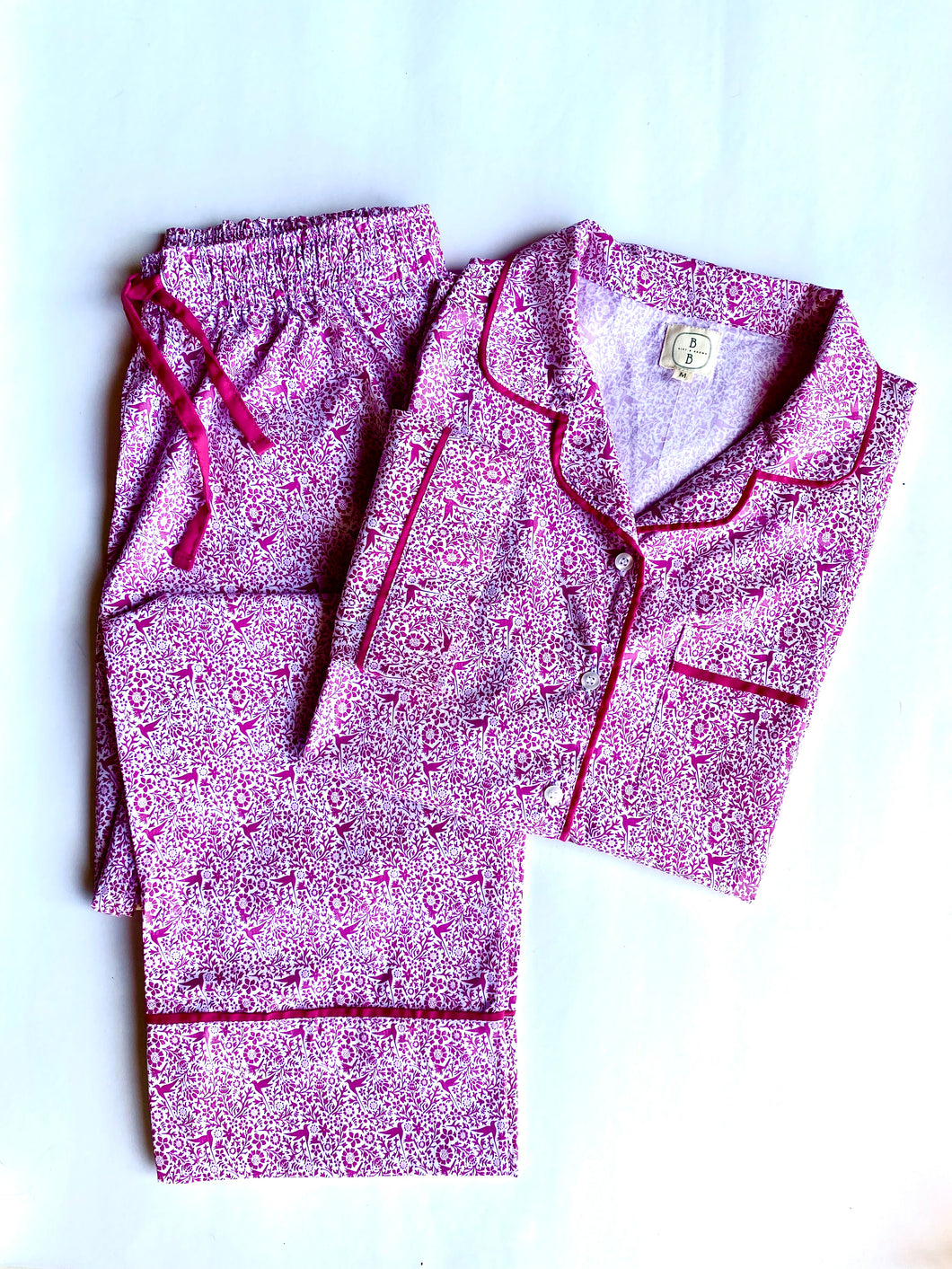 Pink Bird Print Pyjama Set