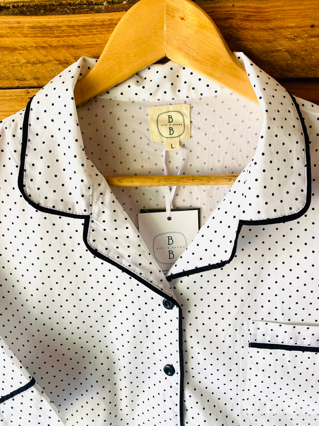 White & Black Spots Short Sleeve Short Set