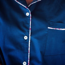 Load image into Gallery viewer, Navy &amp; Floral Trim Short Sleeve Shirt Set
