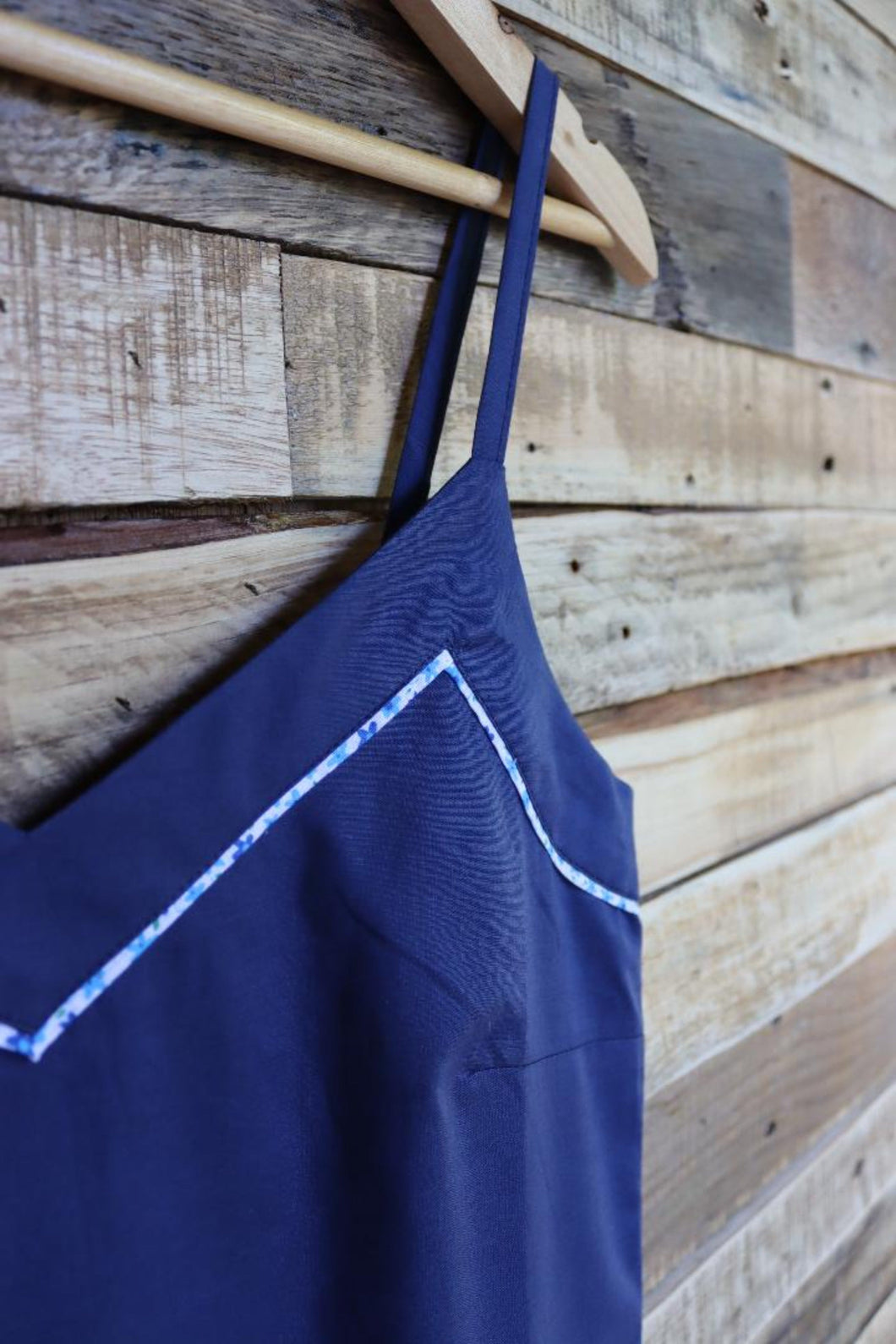 Navy & Blue Floral Trim Nightdress